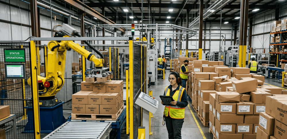 Produksi dengan robot palletizing